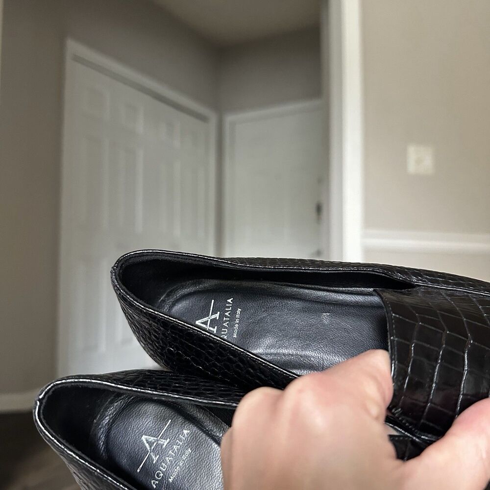 Aquatalia Women’s Loafer Perci Gold Black Crocodile Embossed Leather Size 5 $350 - Picture 13 of 14